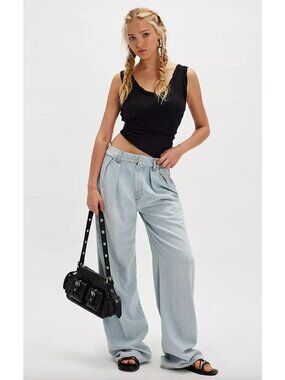 Citizens of Humanity Petra Pleated Trouser Wide Leg Light Wash Denim Jeans Sz 27